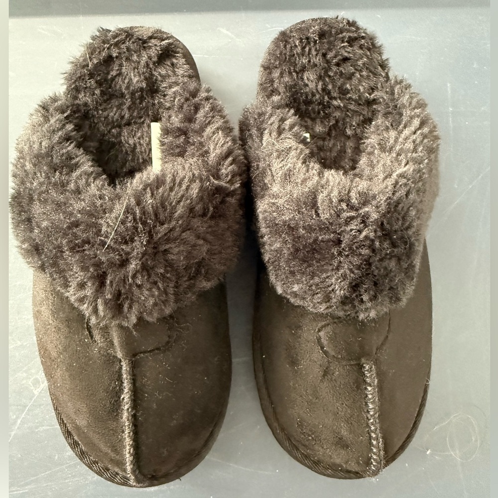 Dream Pairs Brown Fuzzy Kids Slippers
